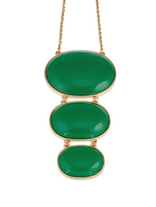 green stone neckpiece with earrings - 49643 - Very Small Image - 1