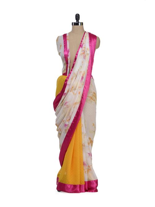 Stylish Floral Reversible Saree - 51640 - Very Small Image - 1