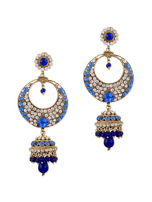blue jhumki earrings - 52820 - Very Small Image - 1