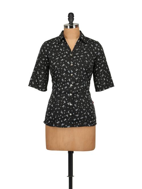 ditzy print black shirt - 54034 - Very Small Image - 1