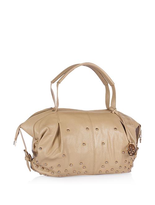 Rivets studded beige handbag - 55994 - Very Small Image - 1