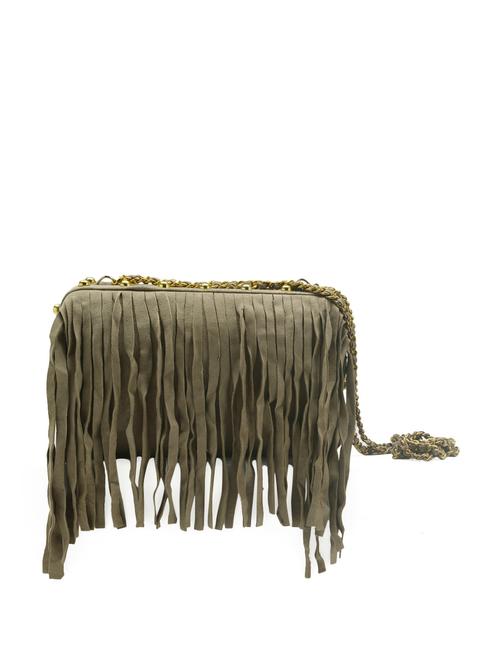 olive green seude fringed clutch - 56554 - Very Small Image - 1