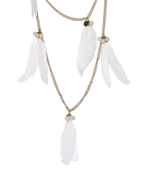 White Feather Chain Necklace - 56892 - Very Small Image - 1