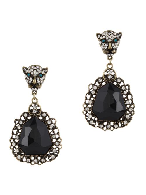 Black Stone Drop Earrings - 56911 - Very Small Image - 1