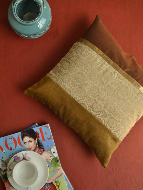 elegant brown silk cushion cover - 57092 - Very Small Image - 1