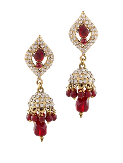 maroon drop jhumkas - 57818 - Very Small Image - 1