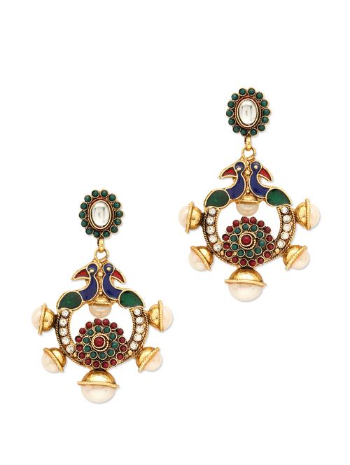 peacock statement earrings - 58349 - Very Small Image - 1