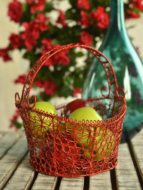 Red Colour Rusty Basket - 60405 - Very Small Image - 1
