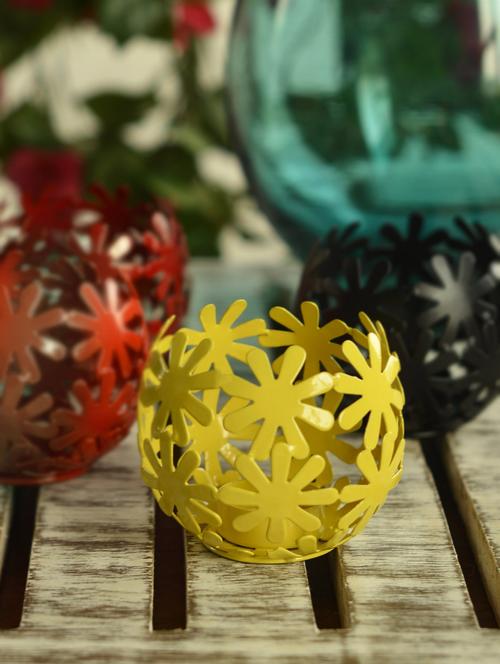 Deziworkz Yellow Flower Votive - 62024 - Very Small Image - 1