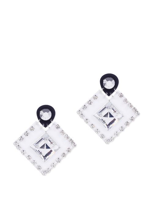 sparkling white geometric earrings - 62118 - Very Small Image - 1