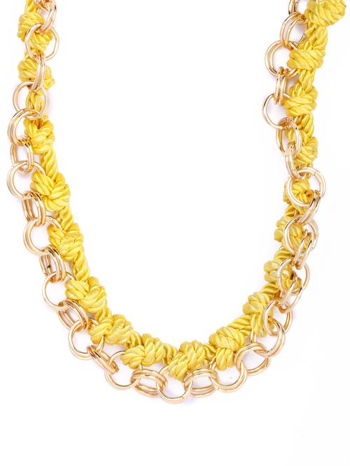 chic yellow & gold braided necklace - 62197 - Very Small Image - 1
