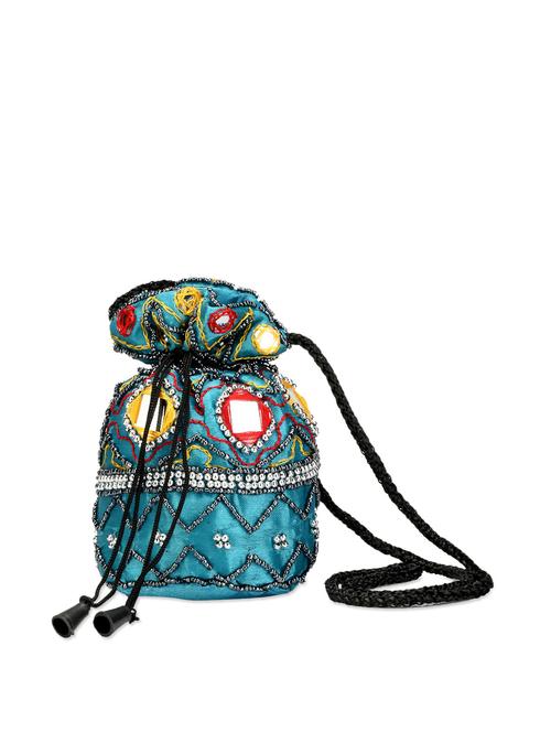 Bedazzle In Blue Potli Bag - 62965 - Very Small Image - 1