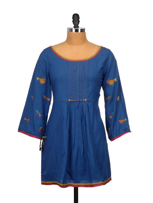 ethnic embroidered royal blue kurti - 63630 - Very Small Image - 1