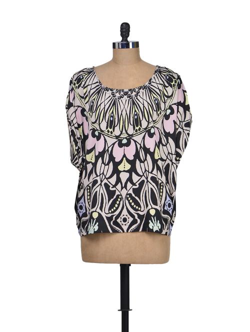 black and white printed poncho - 64035 - Very Small Image - 1