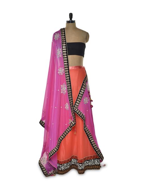orange and pink lehenga - 64965 - Very Small Image - 1