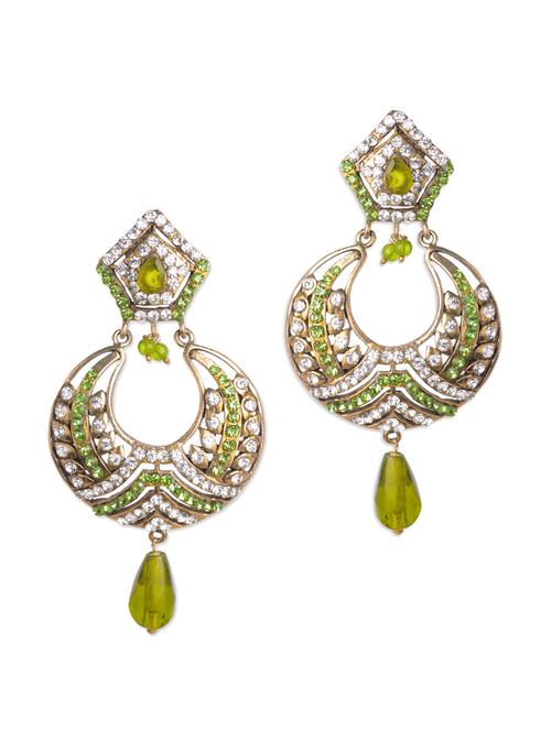 green drop studded earrings - 67852 - Very Small Image - 1
