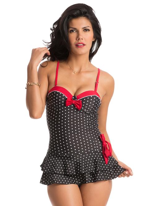 black polka swim dress with playful bows - 67993 - Very Small Image - 1