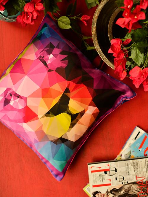 Psychedelic Lion Print Cushion Cover - 68236 - Very Small Image - 1