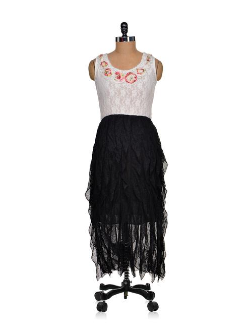 stylish black & white lace dress - 69326 - Very Small Image - 1