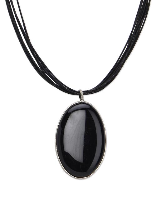 black single stone necklace - 69364 - Very Small Image - 1