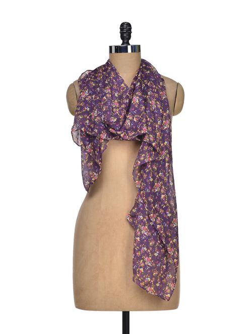 purple floral scarf - 69408 - Very Small Image - 1