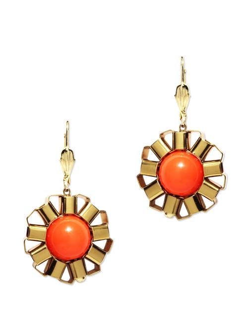 ornate orange circular earrings - 70125 - Very Small Image - 1