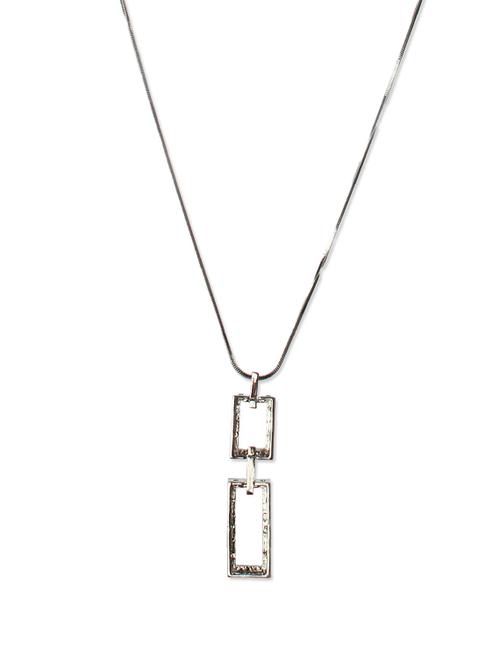 Silver Two Linked Rectangle Pendants Necklace - 70992 - Very Small Image - 1