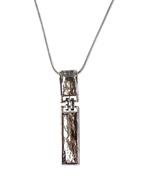 Shiny Silver Stone Pendant Necklace - 71010 - Very Small Image - 1
