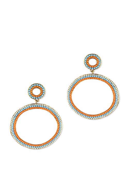 orange-blue beaded earrings - 71492 - Very Small Image - 1