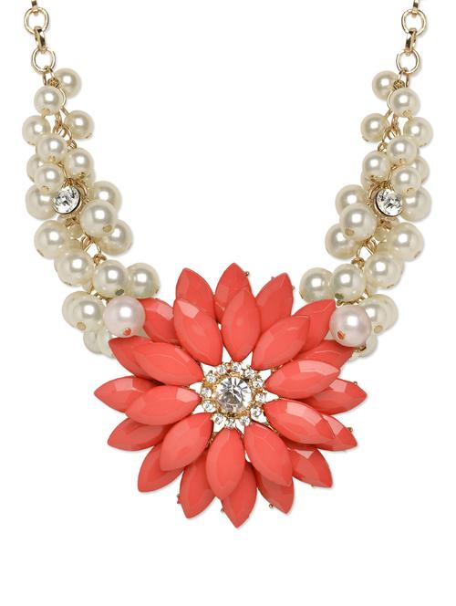 pearl and pink stone necklace - 71866 - Very Small Image - 1