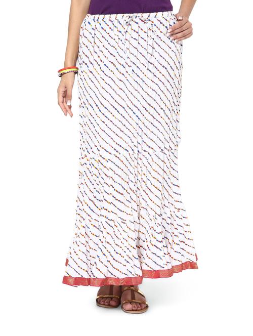 printed white lehariya skirt - 72277 - Very Small Image - 1