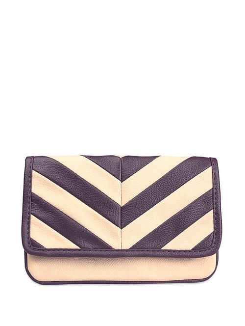 cream clutch with striped flap - 72703 - Very Small Image - 1