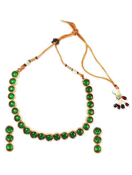 lustrous emerald necklace set - 73385 - Very Small Image - 1
