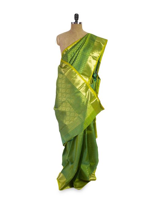 vivacious green saree - 74101 - Very Small Image - 1