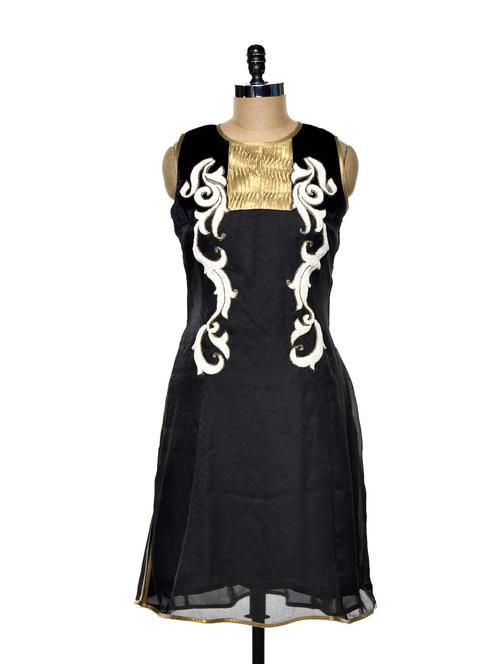 glamorous black sequinned a-line  kurta - 74571 - Very Small Image - 1