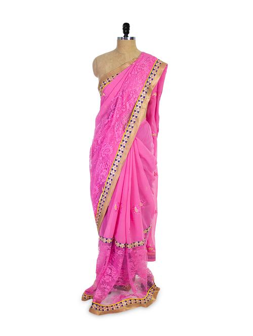 sexy pink saree - 74753 - Very Small Image - 1