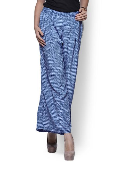 classy blue printed palazzos - 74825 - Very Small Image - 1