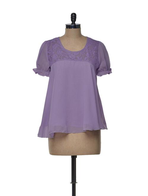 lace yoke lilac top - 74896 - Very Small Image - 1