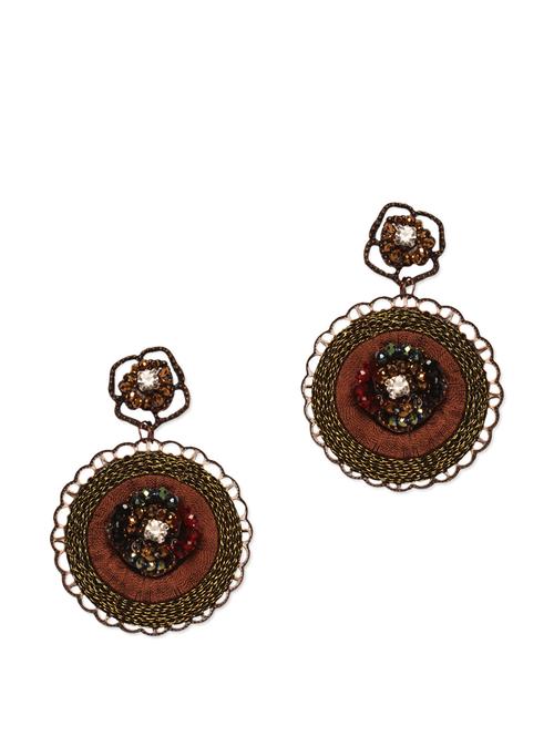 round flower brown earrings - 74968 - Very Small Image - 1