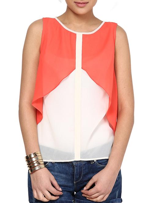 two tone top in sheer georgette - 75662 - Very Small Image - 1