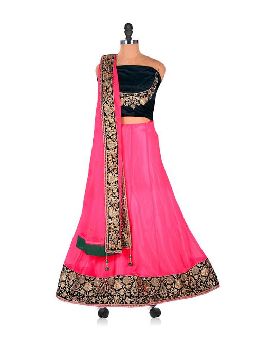 Fuchsia Silk Lehenga - 76192 - Very Small Image - 1