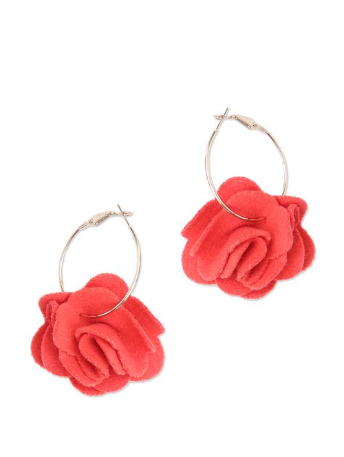 red rosette earrings - 76562 - Very Small Image - 1