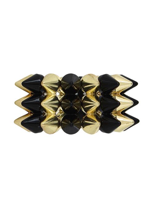 black and golden spike adjustable bracelet - 77305 - Very Small Image - 1