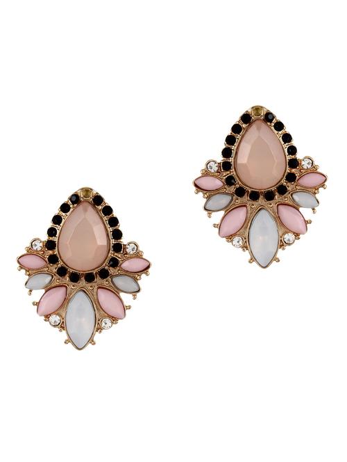 pink flower stud earrings - 77312 - Very Small Image - 1