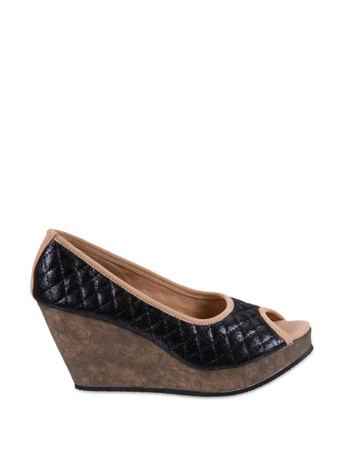 stylish black peep toe wedges - 77401 - Very Small Image - 1