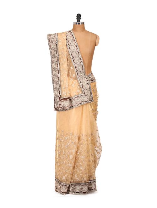 glitterati gold net saree - 79442 - Very Small Image - 1