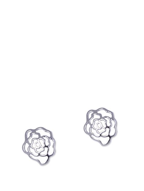 silver sheen floral earrings - 80149 - Very Small Image - 1