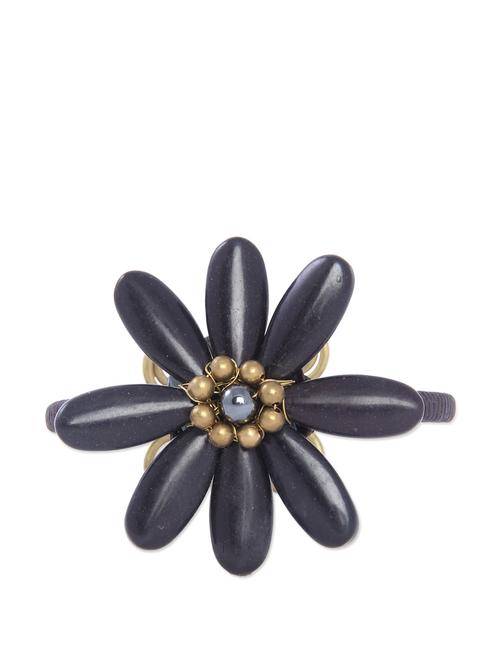 black floral gemstone stretchable bracelet - 80216 - Very Small Image - 1