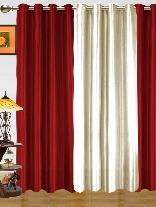 maroon & white window curtains - 80738 - Very Small Image - 1