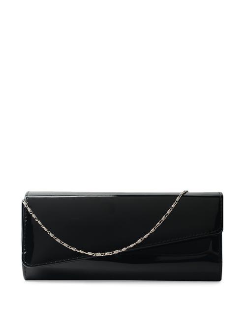 sleek black clutch with asymmetrical flap - 81609 - Very Small Image - 1
